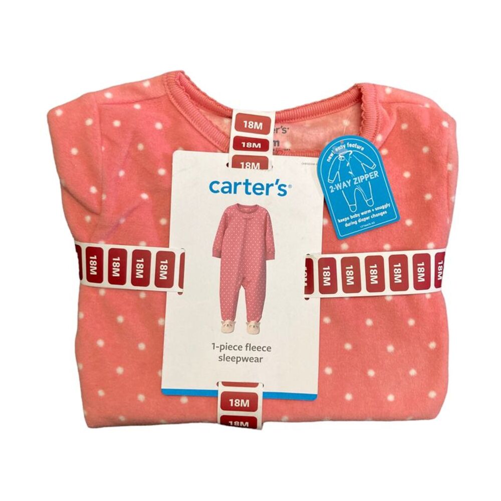 Polka Dot/Cat - Carter's Infant/Toddler Girl's Long Sleeve Fleece 2Way Full Zip